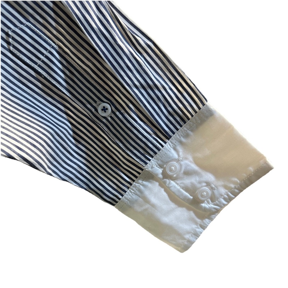 J. Crew Relaxed‎ Fit Cropped Cotton Poplin Striped Shirt Women's Size 12 EUC - Picture 6 of 10